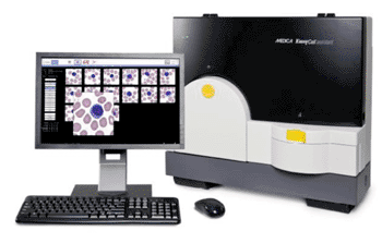 Imagen: El Asistente EasyCell de Medica. El recuadro muestra un leucocito, rodeado por eritrocitos (Foto cortesía de Medica).